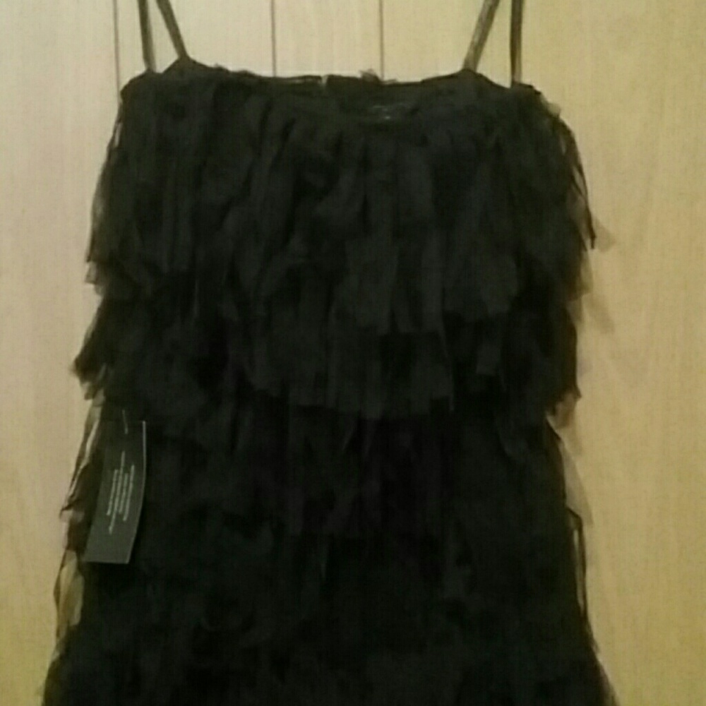 Beautiful size 12 Ann Taylor black fringe mini dee